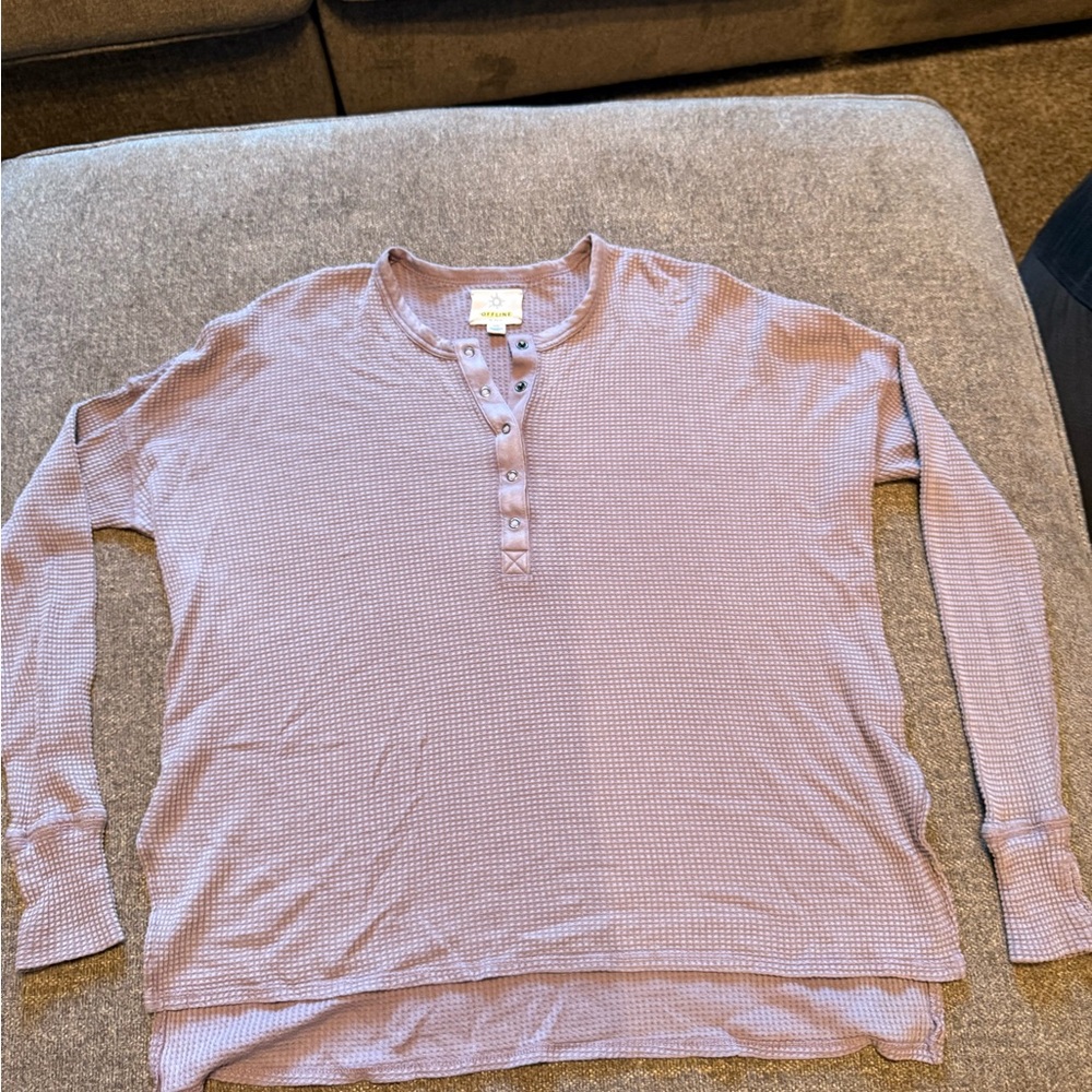 Offline by Aerie Long Sleeve Henley Top - Purple